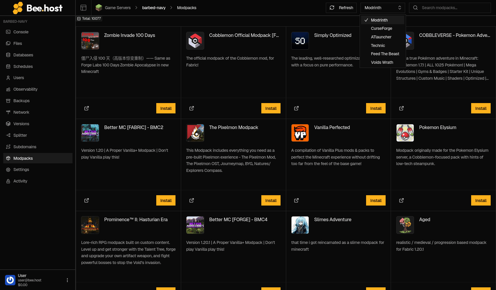 Modpacks Browser